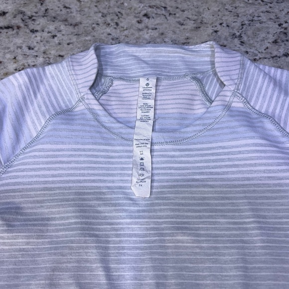 Lululemon Athletica Light Blue and Pink Pastel Striped Shirt - Picture 7 of 9